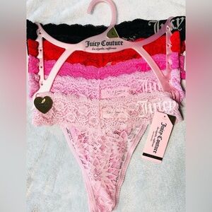 Juicy Couture Large 5 Pack Lace Thong Panties Multicolor Underwear NWT